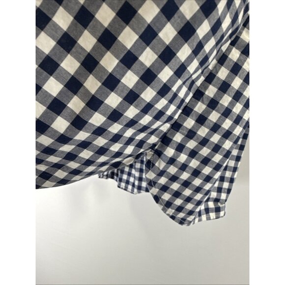 Talbots Women's Top Blouse Size Large Blue White Check Long Sleeve Cotton Button - Picture 7 of 10